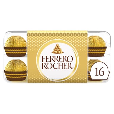 Ferrero Rocher Milk Chocolate Hazelnut Pralines Gift Box of Chocolates 16 Pieces - 1 x 200g Box