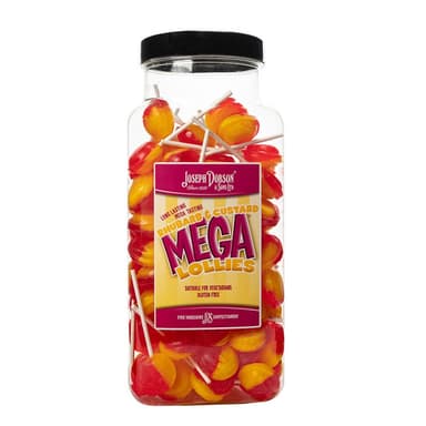 Dobsons Rhubarb & Custard Mega Lollies - 1 x 1.9kg Jar (90 Lollipops)