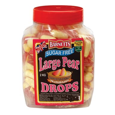Barnetts Sugar Free Large Pear Drops - 1 x 2kg Jar