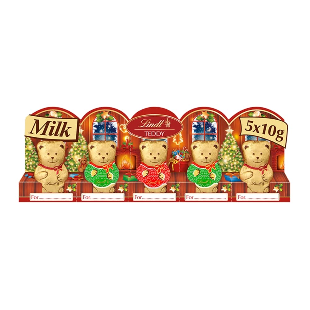 Lindt Teddy Christmas Milk Chocolate 5 Pack