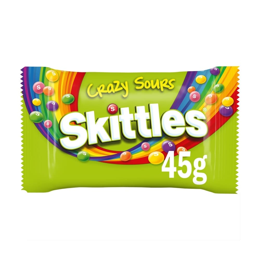 Skittles Vegan Chewy Crazy Sour Sweets Fruit Flavoured  Bag 45g
