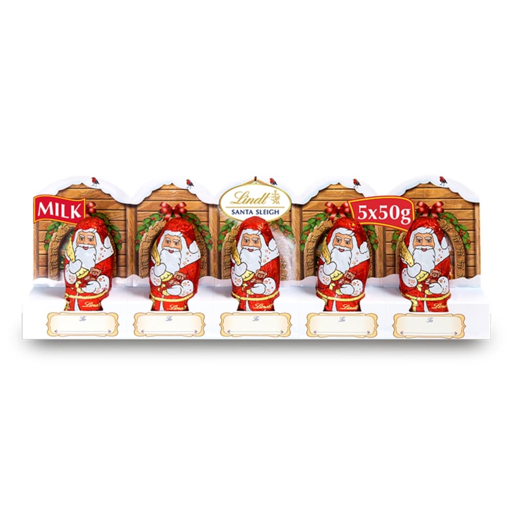 Lindt Santa Christmas Milk Chocolate 5 Pack 50g