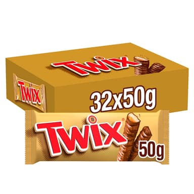 Twix Caramel & Milk Chocolate Fingers Biscuit Snack Bar - 32 x 50g Bars