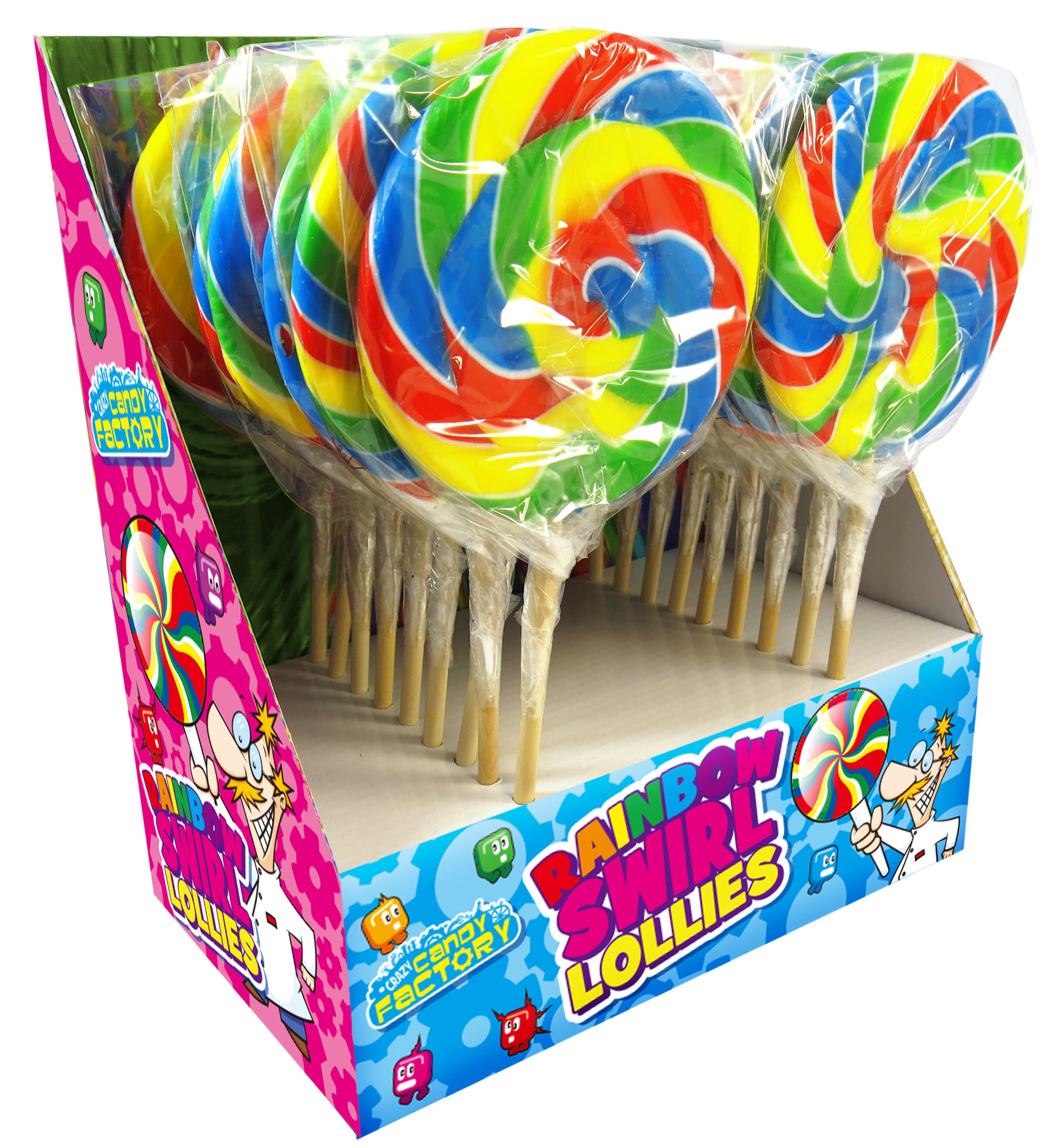 Crazy Candy Factory Rainbow Swirl Lollipops 80g
