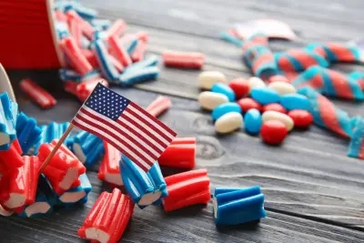 Candies and an American flag