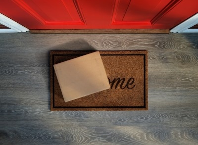 A subscription box on a doorstep