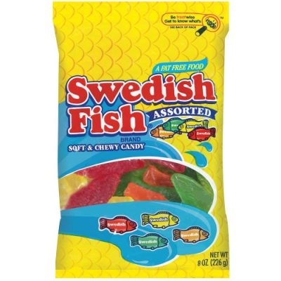 A bag of Swedish Fish sweets
