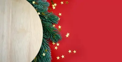 A wooden platter with some festive trim, a perfect start for a Christmas grazing board!
