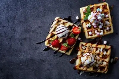 Waffles with a variety of toppings