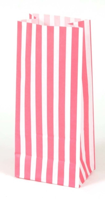 A traditional candy stripe sweets bag