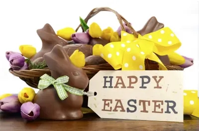 A basket of Easter chocolate