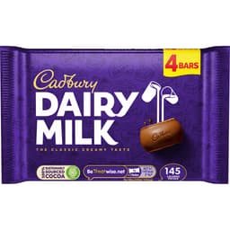Cadbury Dairy Milk Chocolate Bars 4 Pack 108.5g