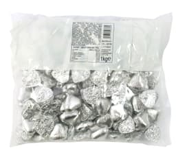 Valentine Silver Foil Chocolate Hearts 1kg