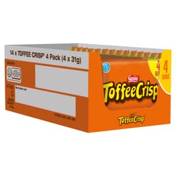 Toffee Crisp Milk Chocolate Bar 4 Pack Multipack 124g