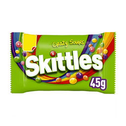 Skittles Vegan Chewy Crazy Sour Sweets Fruit Flavoured Bag 65p PMP 45g