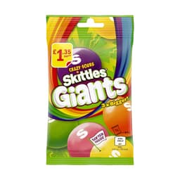 Skittles Giants Vegan Chewy Sour Sweets Fruit Flavoured Treat Bag £1.35 PMP 116g