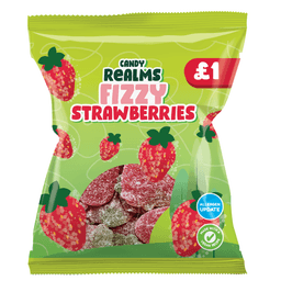 Candy Realms Fizzy Strawberries Bag 160g £1 PMP