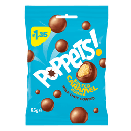 Poppets Salted Caramel Fudge Milk Choc Coated Pouch 95g £1.35 PMP