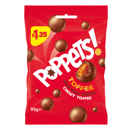 Poppets Milk Choc Coated Chewy Toffee Pouch 95g £1.35 PMP