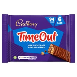 Cadbury Timeout Milk Chocolate Covered Wafer 6 Pack 108g