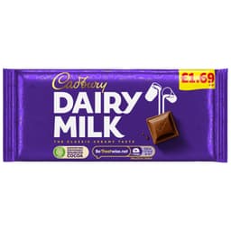 Cadbury Dairy Milk Chocolate Bar 95g £1.69 PMP