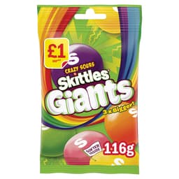 Skittles Giants Vegan Sour Treat Bag 116g £1 PMP