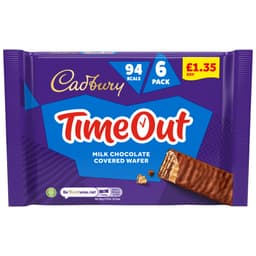 Cadbury Timeout 6 Pack Milk Chocolate Biscuit Bars Multipack 108g £1.35 PMP