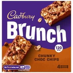 Cadbury Brunch Bar Chocolate Chip Cereal Bars 4 Pack 112g