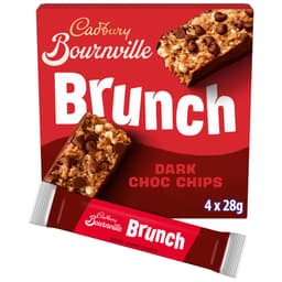 Cadbury Bournville Brunch Oats Dark Chocolate Chip Cereal Bars 4 Pack 112g