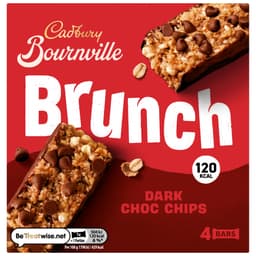 Cadbury Bournville Brunch Oats Dark Chocolate Chip Cereal Bars 4 Pack 112g