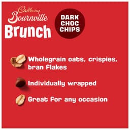 Cadbury Bournville Brunch Oats Dark Chocolate Chip Cereal Bars 4 Pack 112g