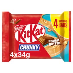 KitKat Chunky Peanut Butter Chocolate Bar 4 Pack Multipack 136g