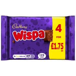 Cadbury Wispa Chocolate Bar 4 Pack 94.8g £1.75 PMP