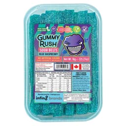 Gummy Rush Blue Raspberry Sour Belts Tub 1kg