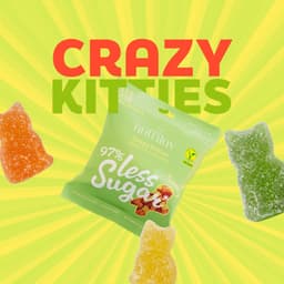 Nutriluv Less Sugar Crazy Kitties Vegan Gummy Candy Bag 50g