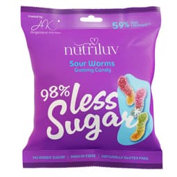 Nutriluv Less Sugar Sour Worms Gummy Candy Bag 50g