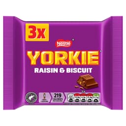 Yorkie Raisin & Biscuit Chocolate Bar 3 Pack Multipack 132g