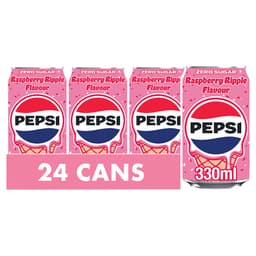 Pepsi Raspberry Ripple Flavour Can 330ml 24 Pack