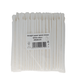 White Paper Spoon Straws 125 Pack