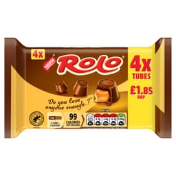 Rolo Milk Chocolate & Toffee Tube 4 Pack Multipack 166.4g PMP £1.85