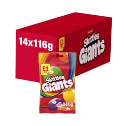 Skittles Giants Vegan Chewy Sweets Fruit Flavoured Treat Bag 116g £1 PMP